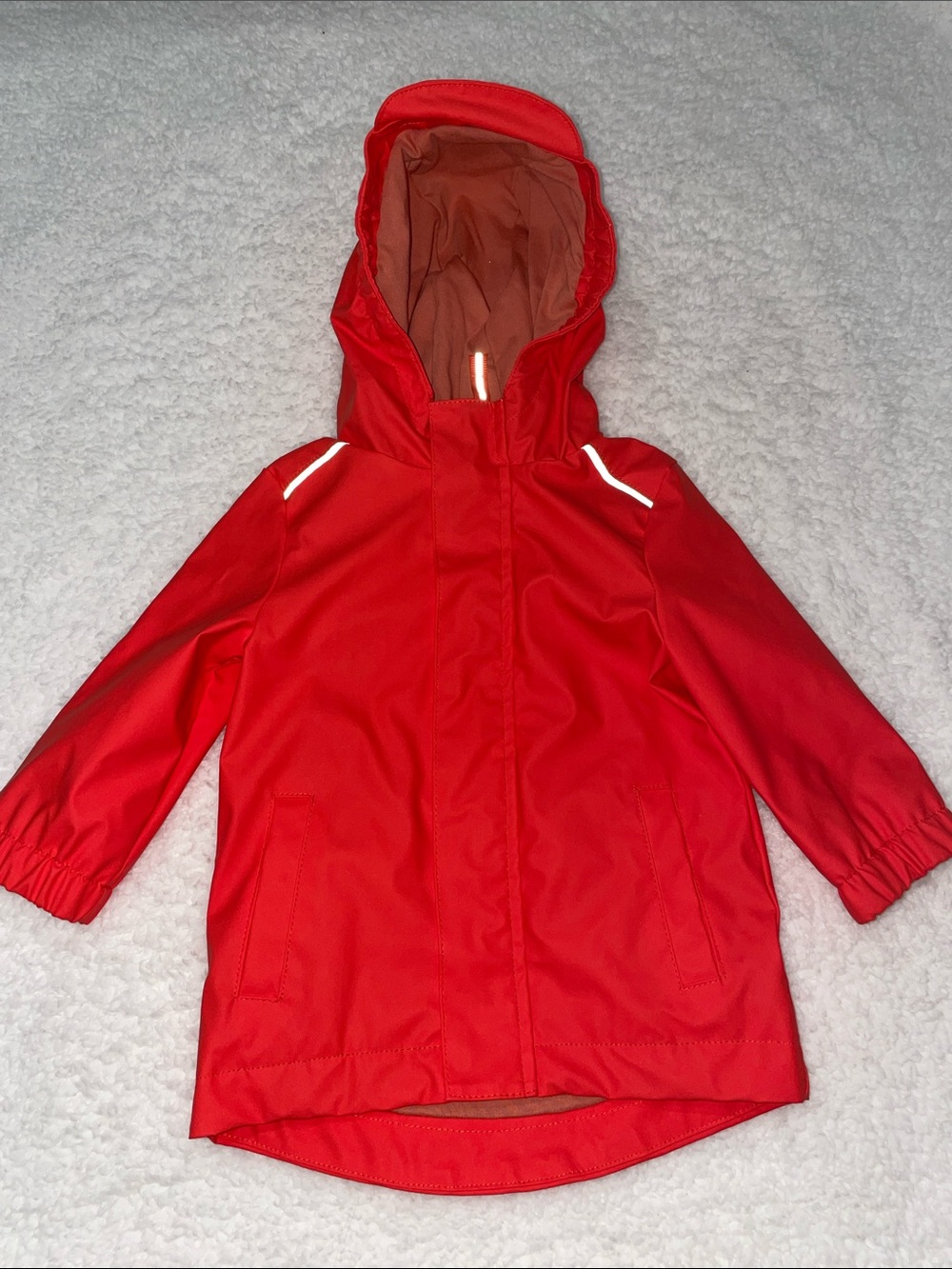 Cat & Jack Bright Coral Red Hooded Raincoat